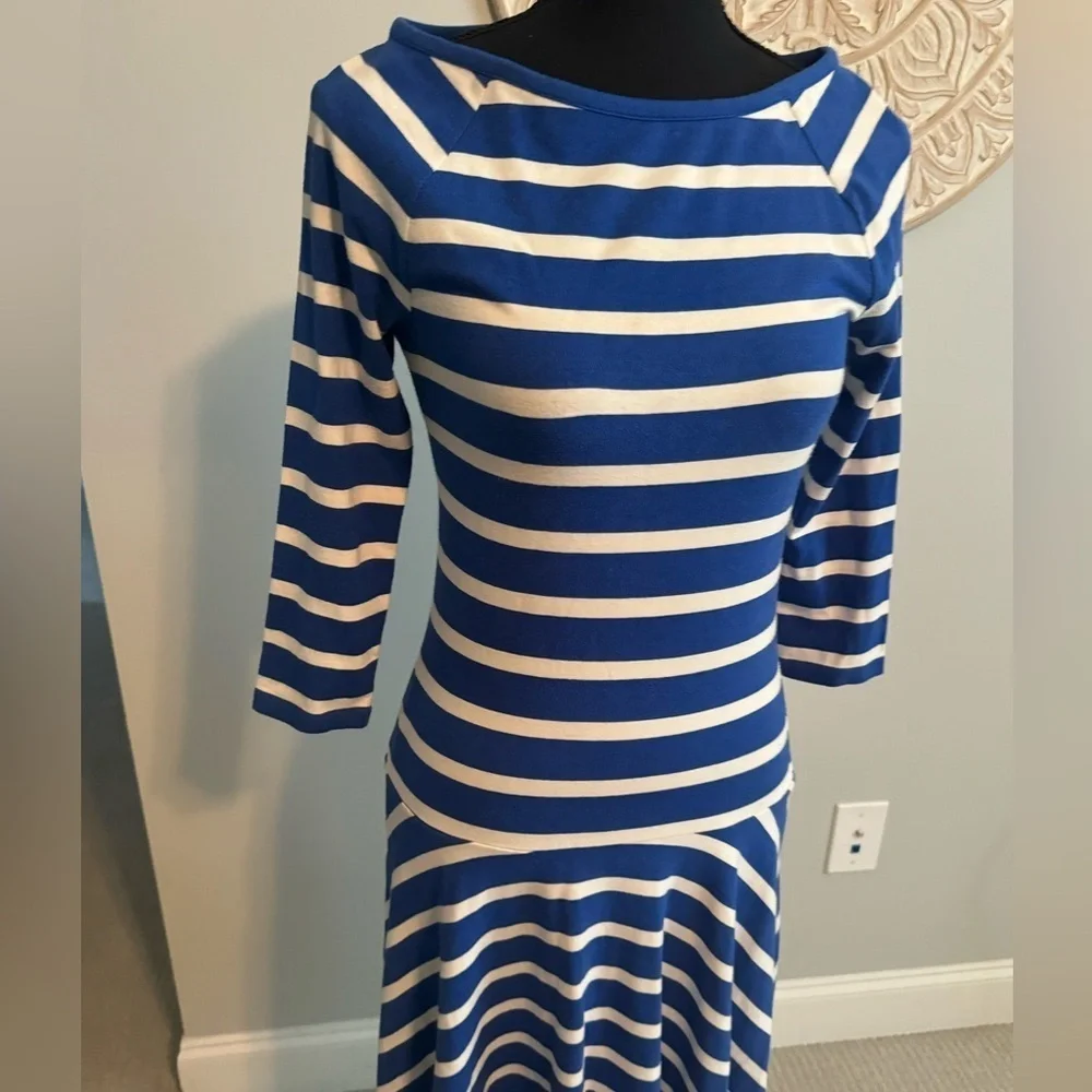 Lauren Ralph Lauren size XS cotton and stretch royal blue and white dress - Picture 2 of 8